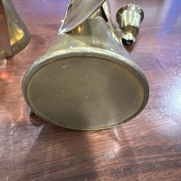 Winged Angel Candlesticks Taper Candle Holders Brass & Copper Set of 2 -6" & 7" - Picture 8 of 9